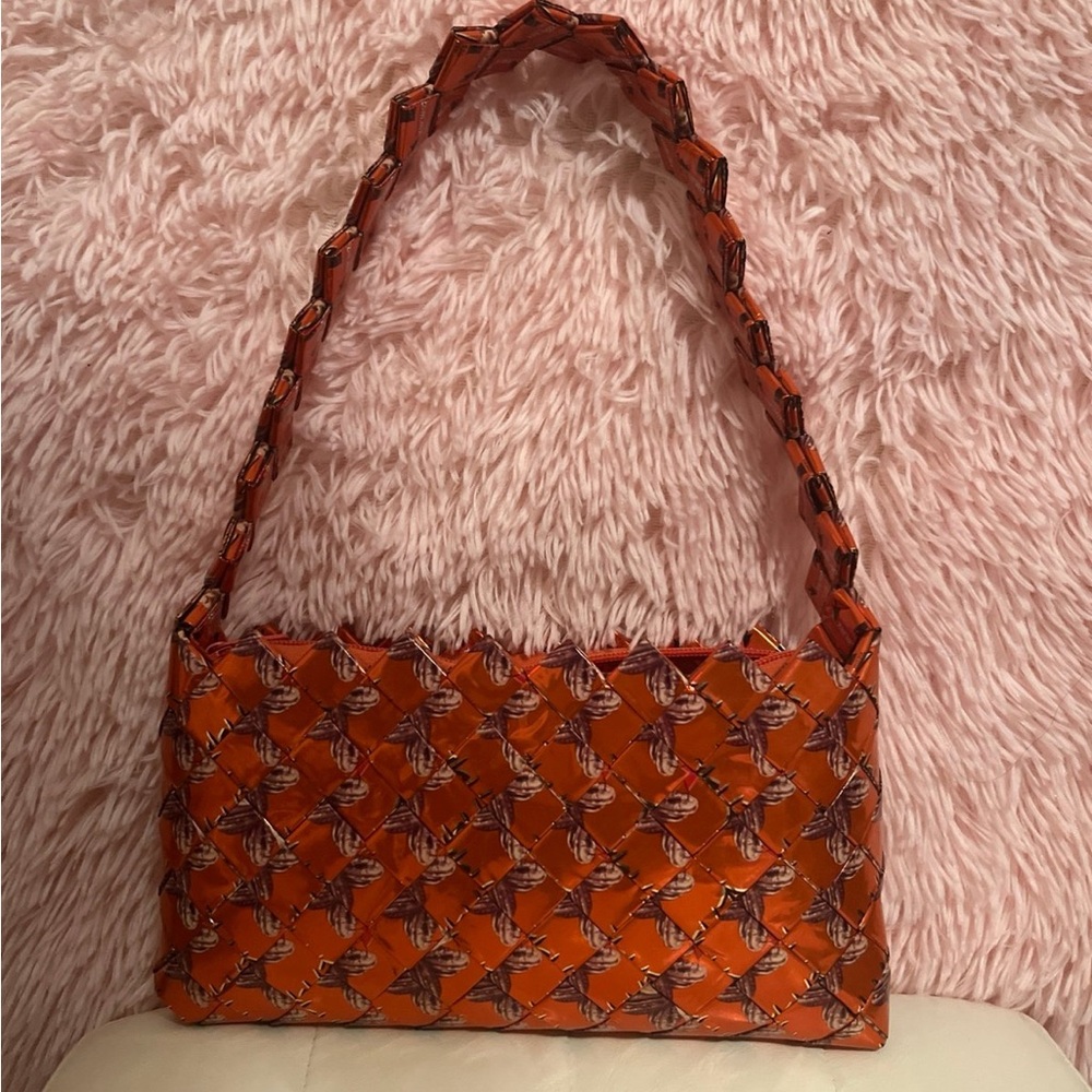 VINTAGE RECYCLED ORANGE WRAPPER PURSE